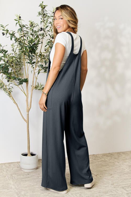 Double Take Full Size Wide Strap Overall with Pockets - Loulou Boutique