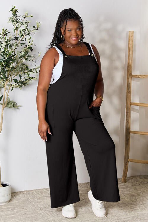 Double Take Full Size Wide Strap Overall with Pockets - Loulou Boutique