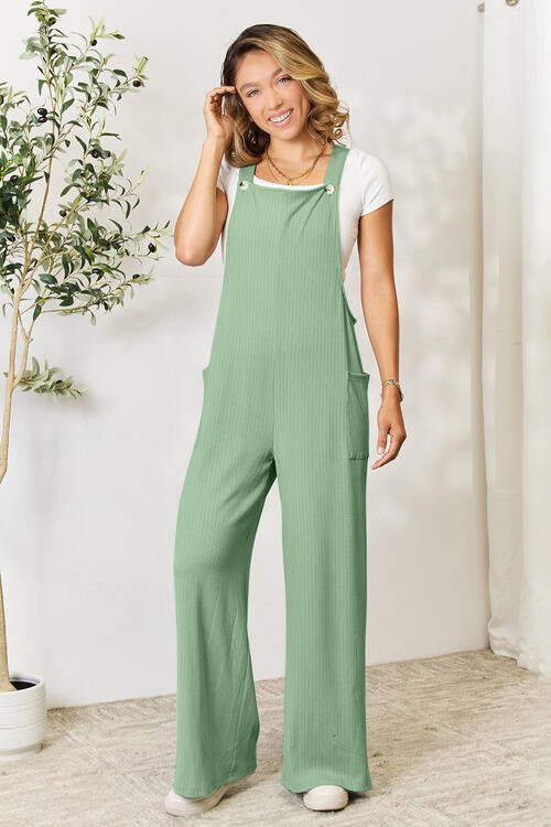 Double Take Full Size Wide Strap Overall with Pockets - Loulou Boutique