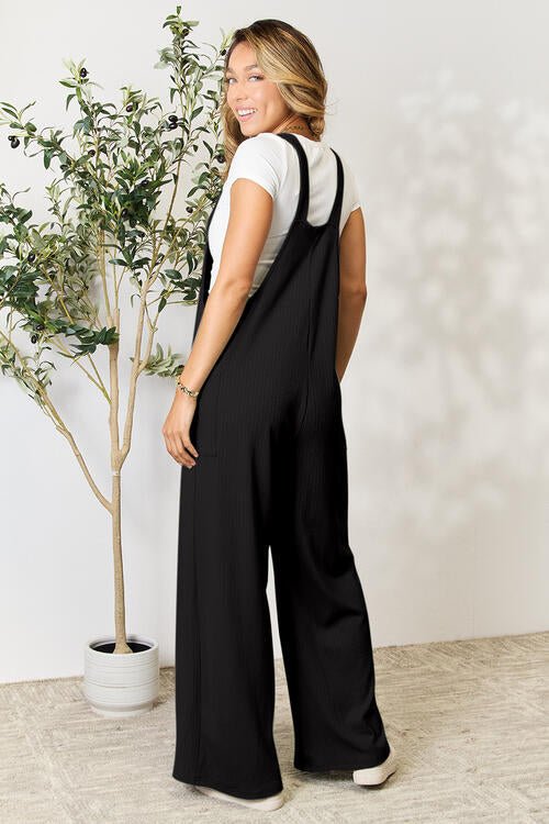 Double Take Full Size Wide Strap Overall with Pockets - Loulou Boutique