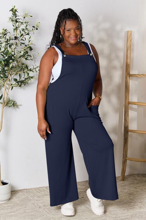 Double Take Full Size Wide Strap Overall with Pockets - Loulou Boutique