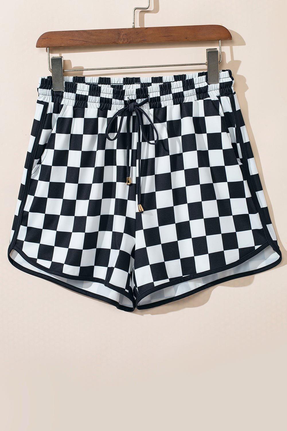 Drawstring Checkered Shorts with Pockets - Loulou Boutique