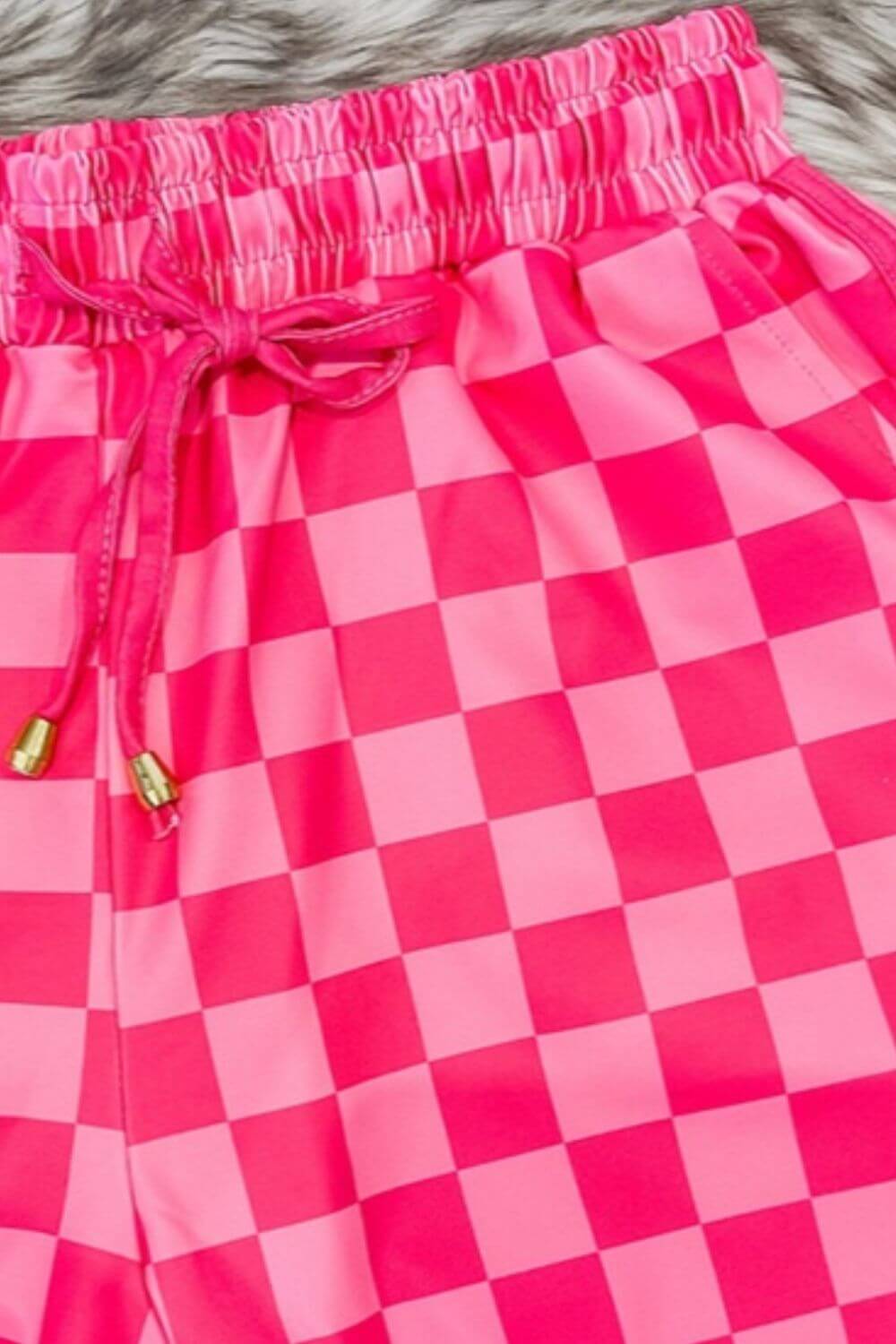 Drawstring Checkered Shorts with Pockets - Loulou Boutique