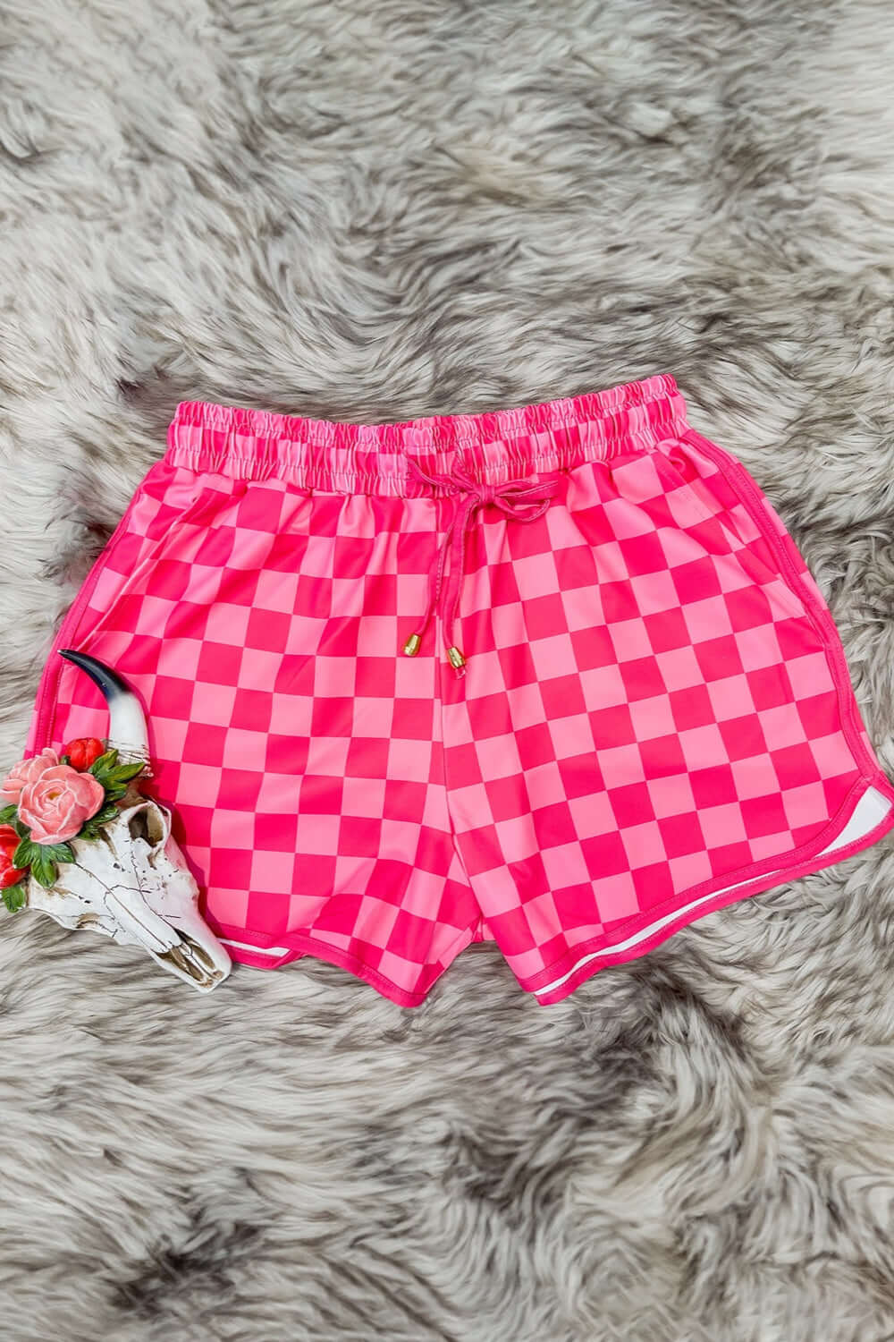 Drawstring Checkered Shorts with Pockets - Loulou Boutique