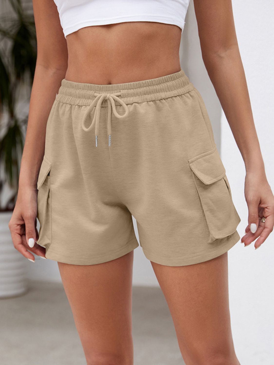 Drawstring Elastic Waist Shorts with Pockets - Loulou Boutique