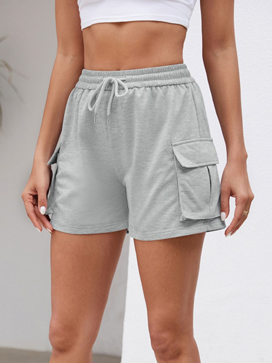 Drawstring Elastic Waist Shorts with Pockets - Loulou Boutique