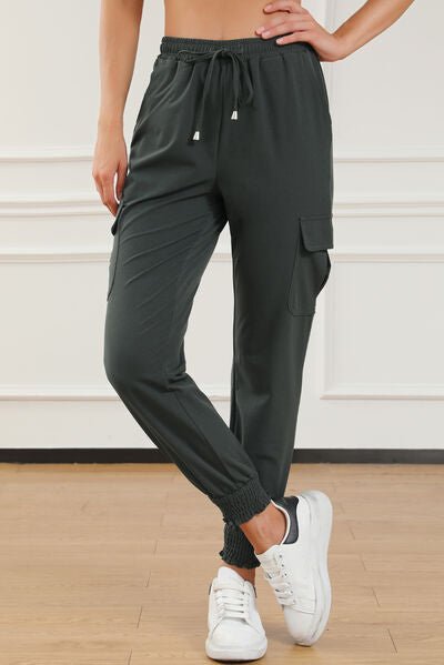 Drawstring High Waist Joggers With Pockets - Loulou Boutique