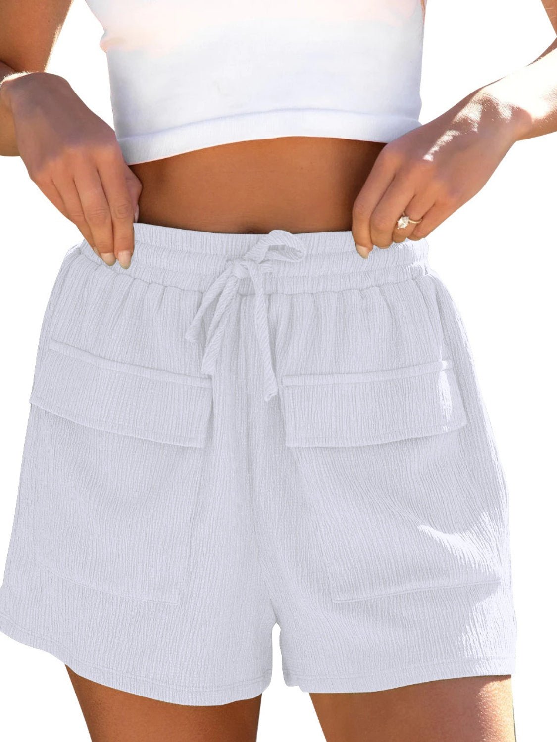 Drawstring High Waist Shorts with Pockets - Loulou Boutique