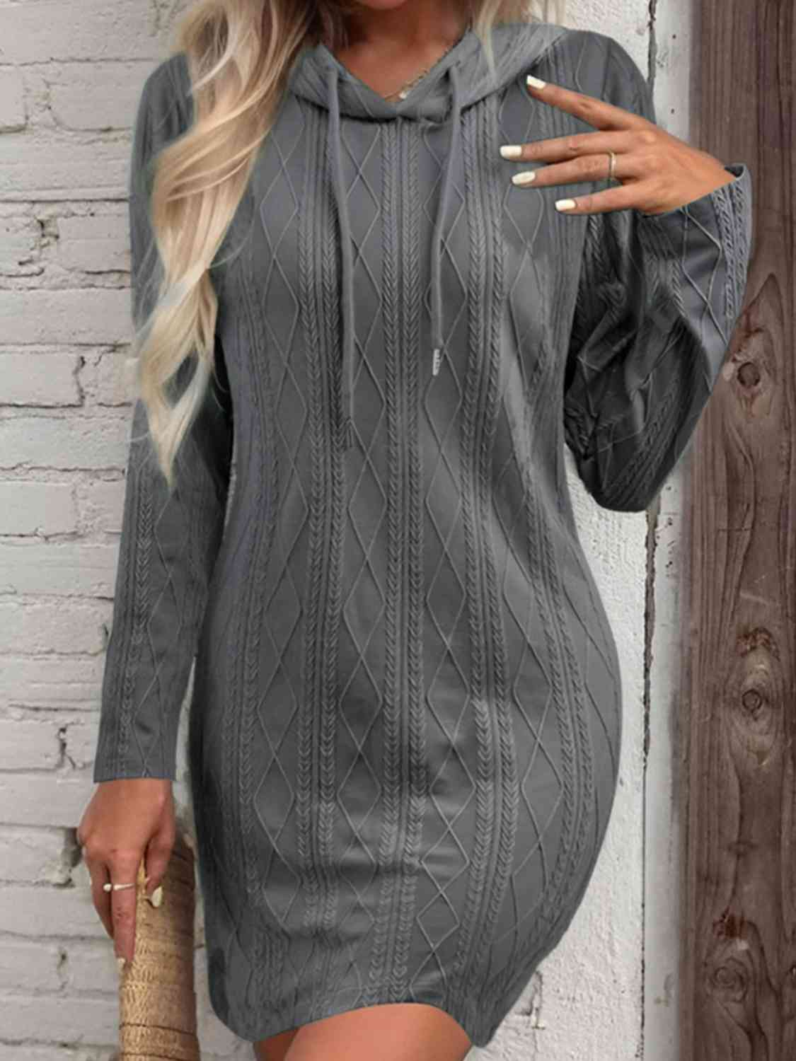 Drawstring Hooded Sweater Dress - Loulou Boutique