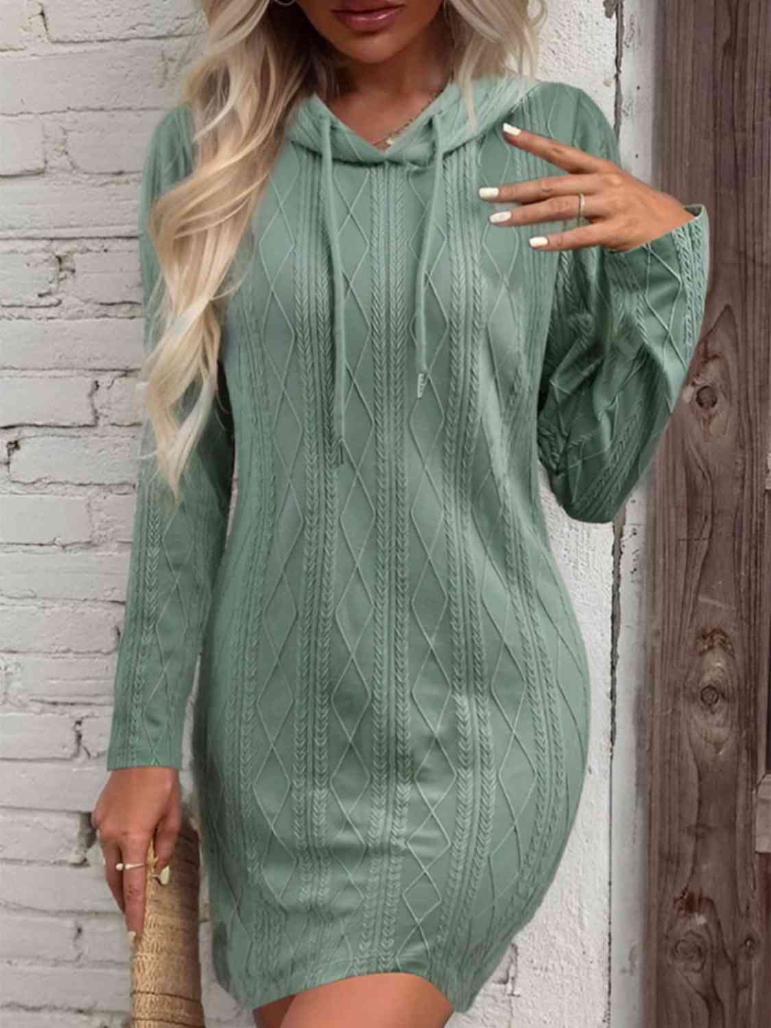 Drawstring Hooded Sweater Dress - Loulou Boutique