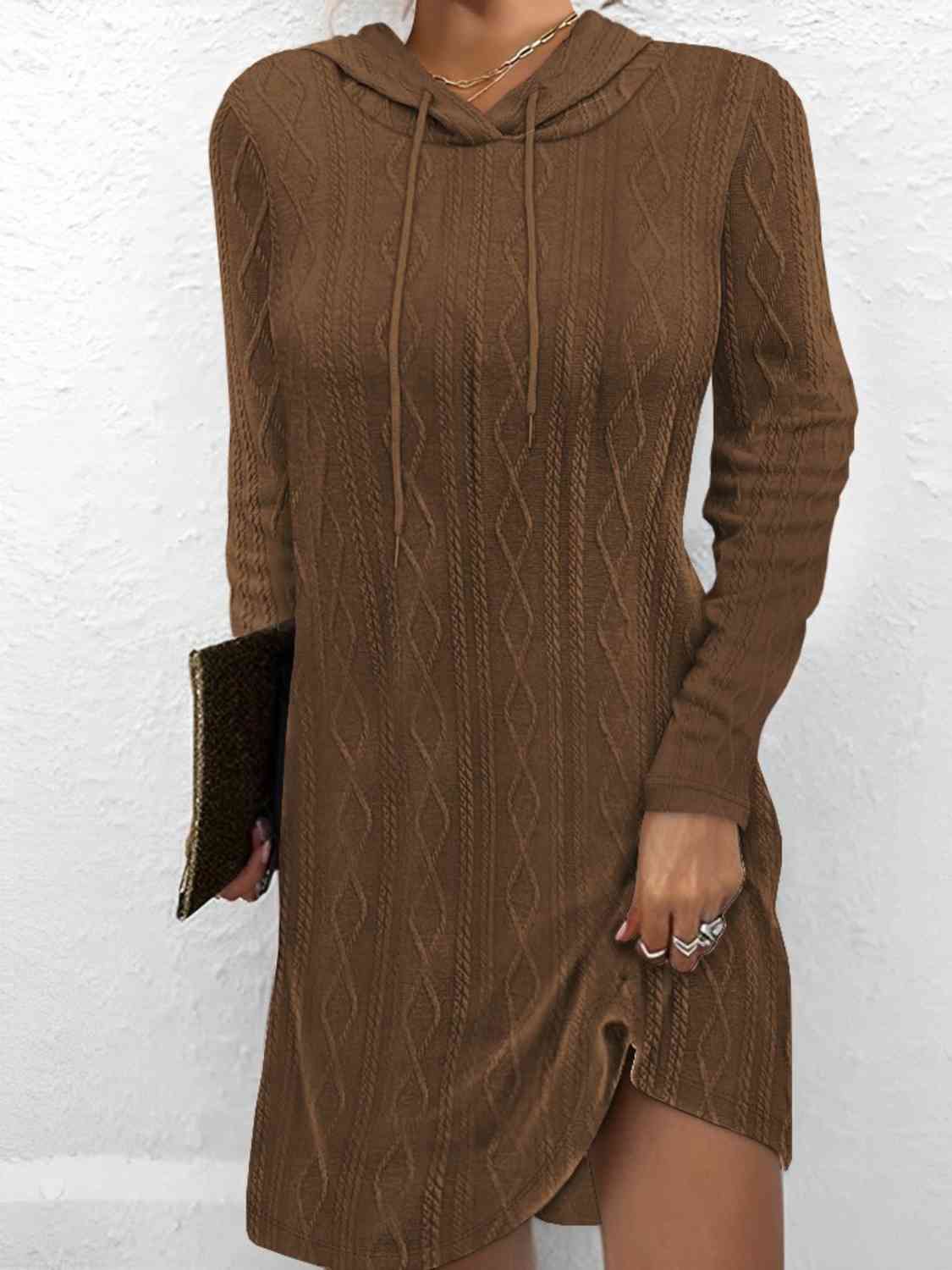 Drawstring Hooded Sweater Dress - Loulou Boutique