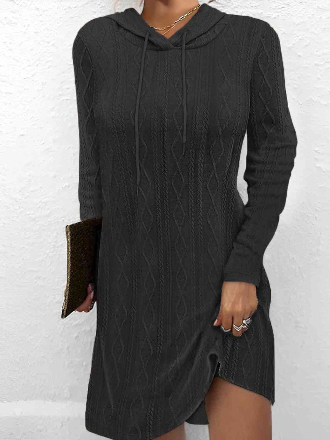 Drawstring Hooded Sweater Dress - Loulou Boutique