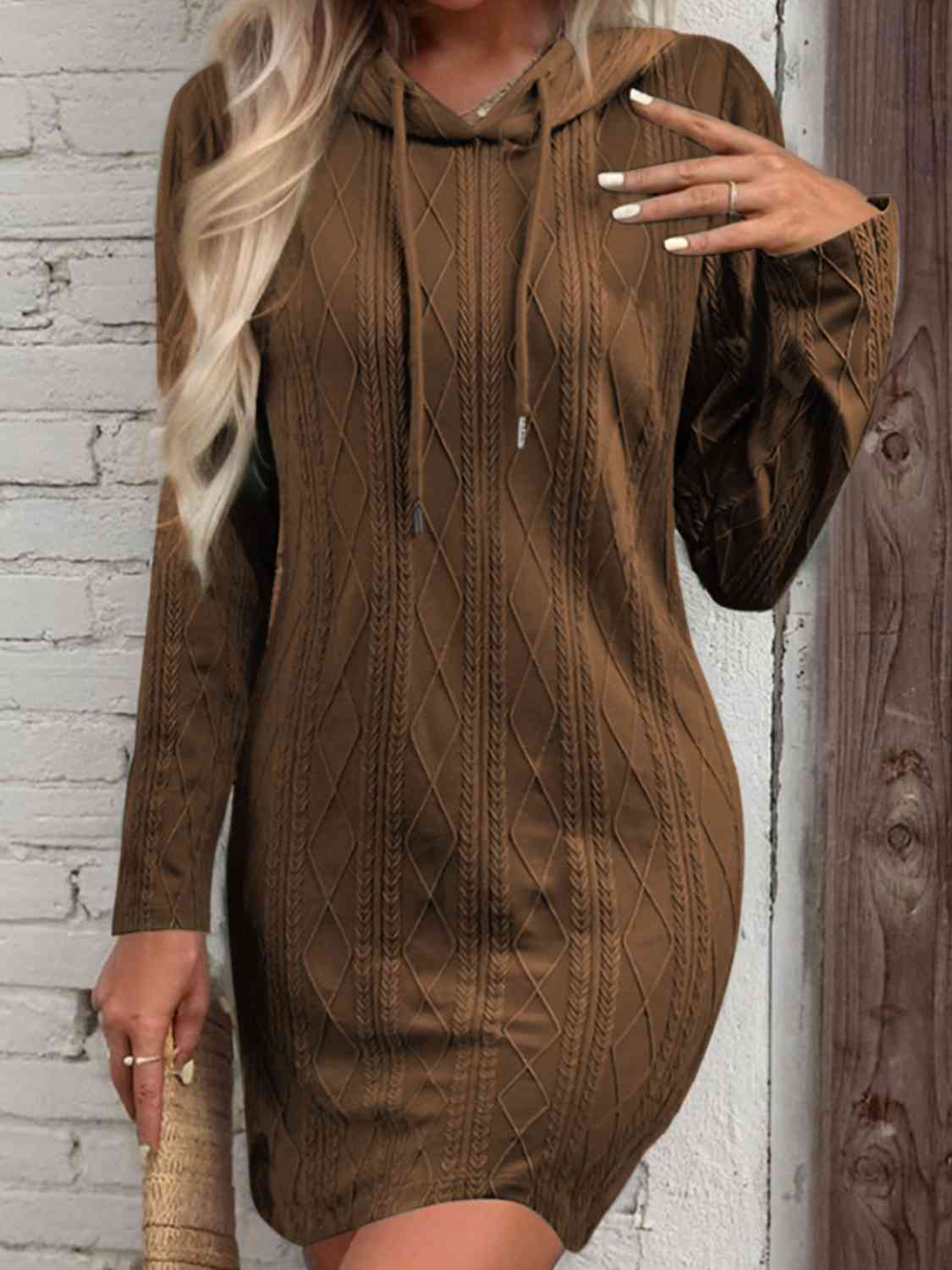 Drawstring Hooded Sweater Dress - Loulou Boutique