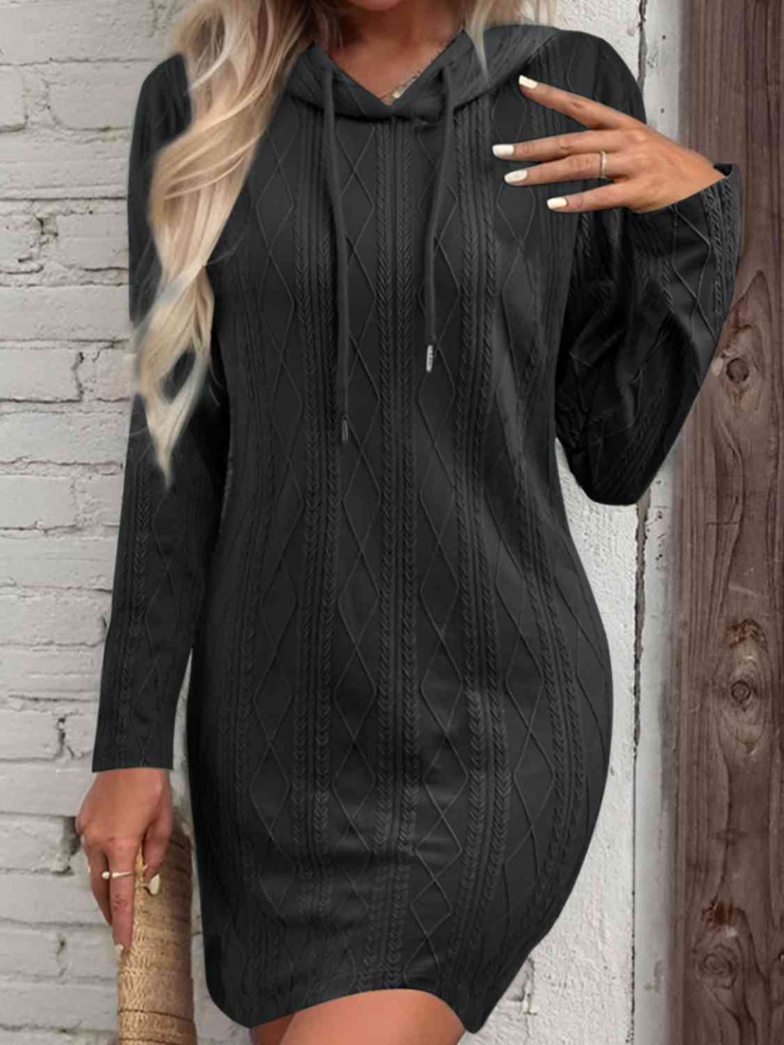 Drawstring Hooded Sweater Dress - Loulou Boutique