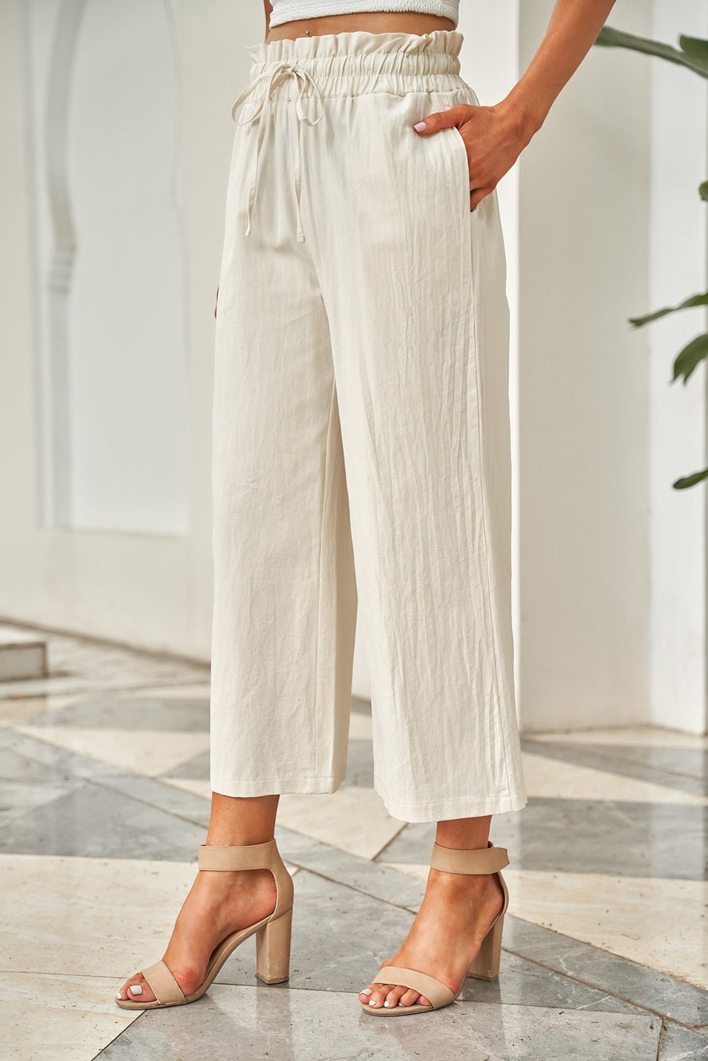 Drawstring Paperbag Waist Wide Leg Pants - Loulou Boutique