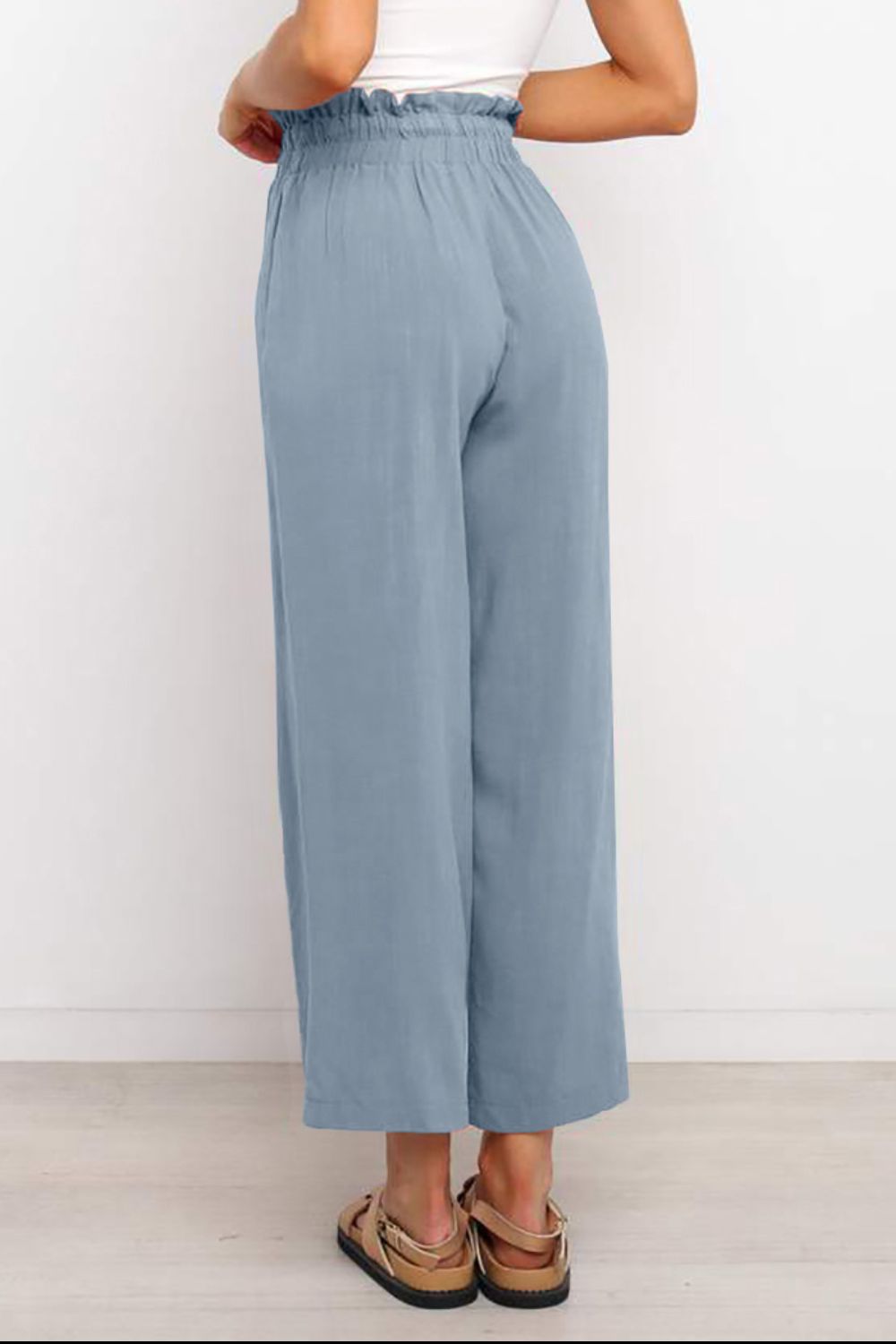 Drawstring Paperbag Waist Wide Leg Pants - Loulou Boutique