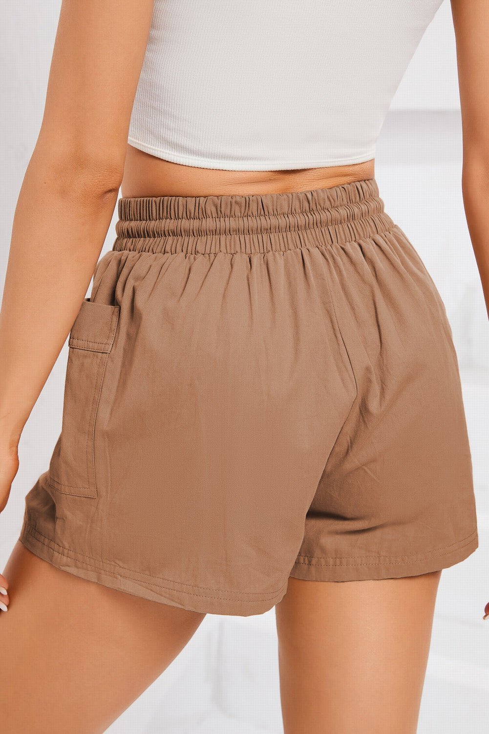 Drawstring Smocked Waist Pocketed Shorts - Loulou Boutique