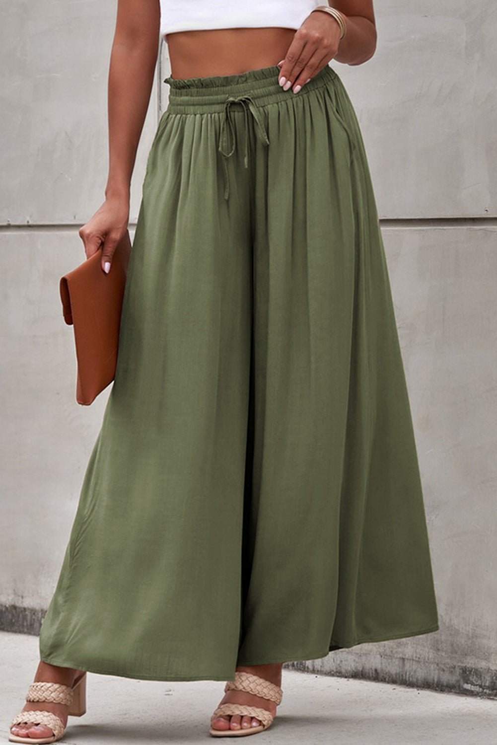 Drawstring Waist Wide Leg Pants - Loulou Boutique