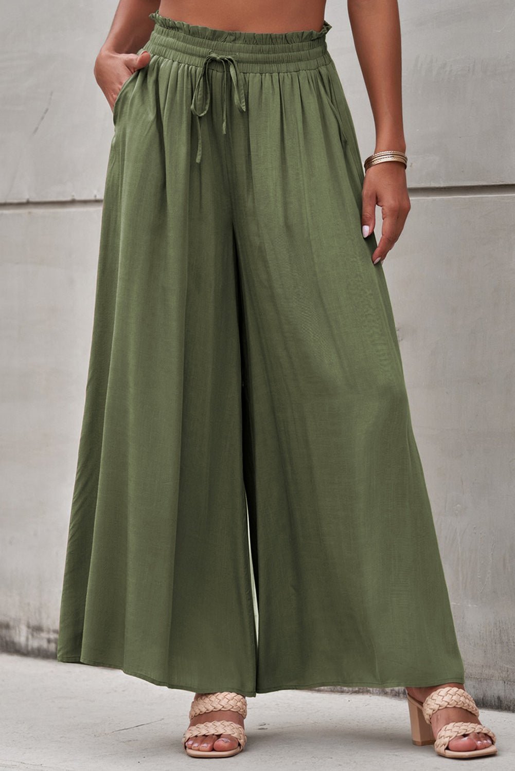 Drawstring Waist Wide Leg Pants - Loulou Boutique