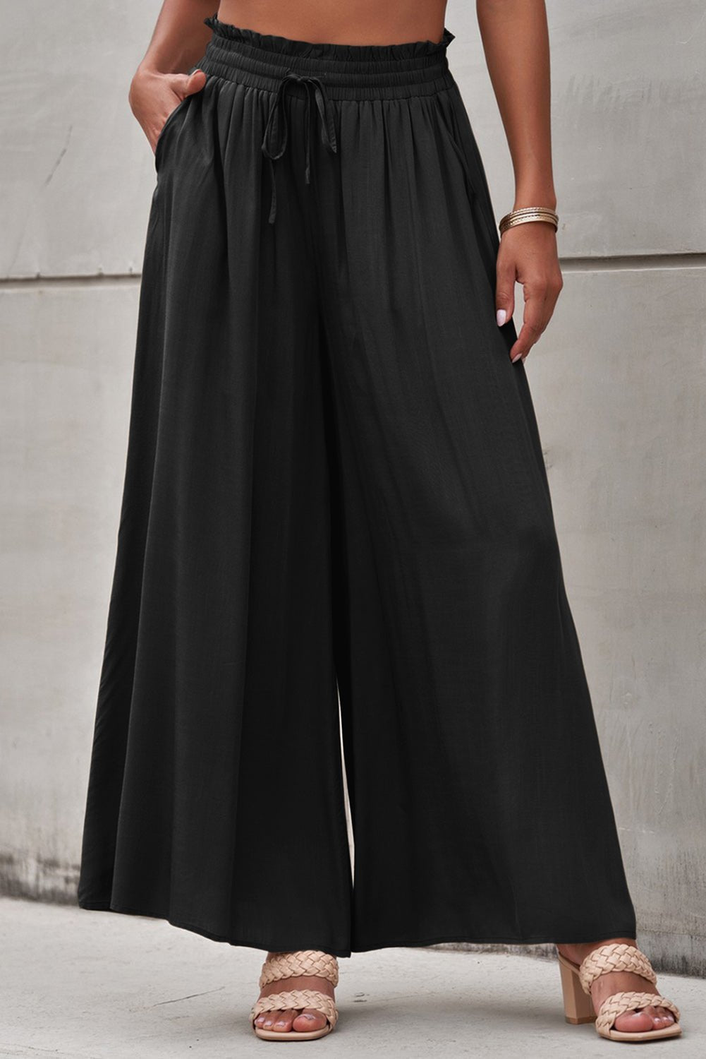 Drawstring Waist Wide Leg Pants - Loulou Boutique