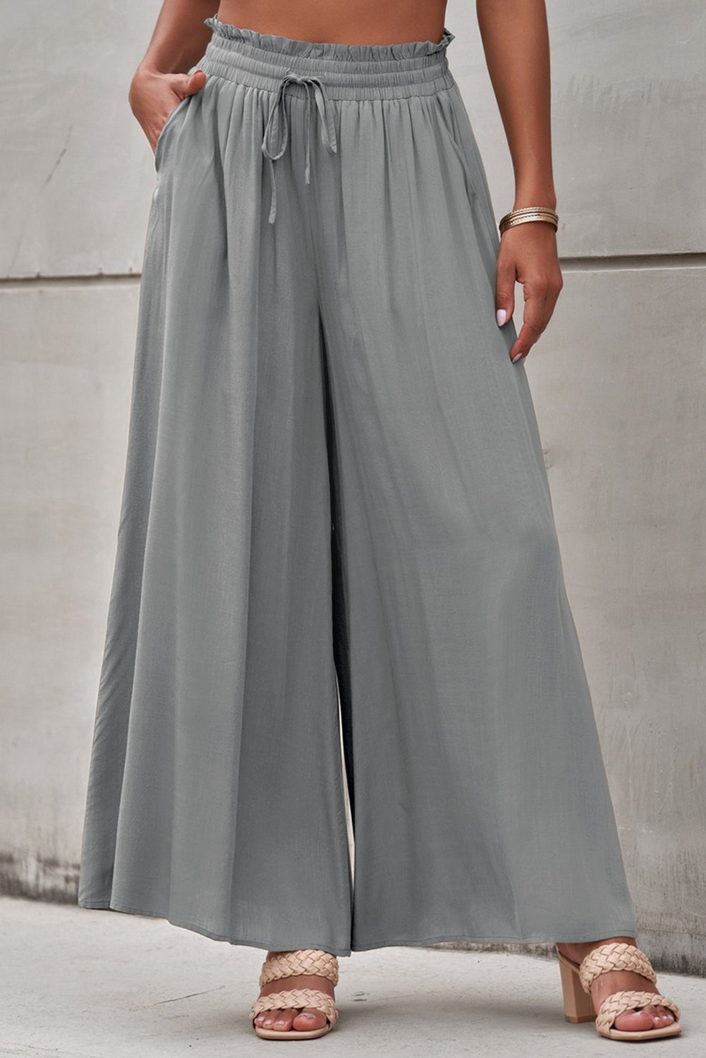 Drawstring Waist Wide Leg Pants - Loulou Boutique