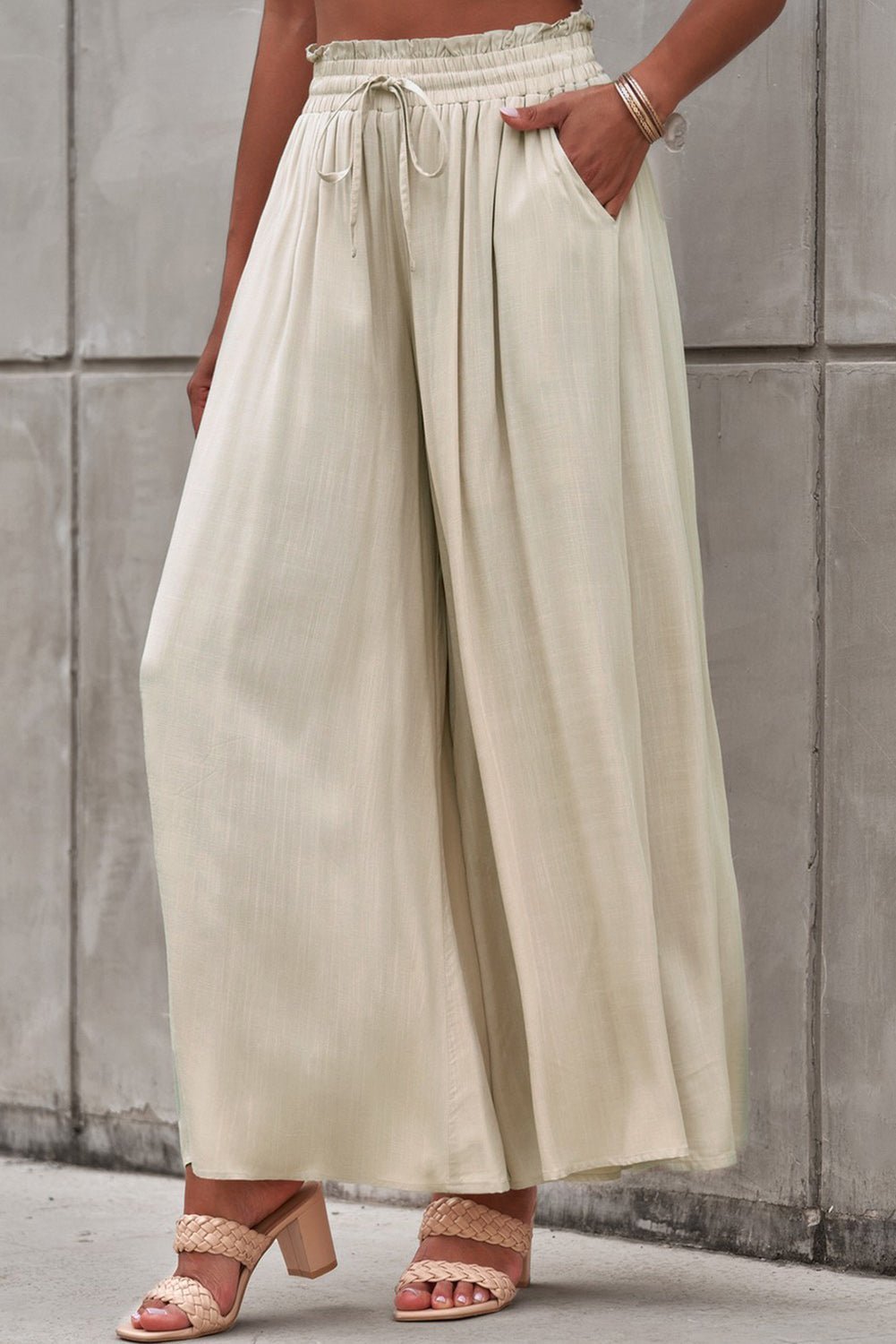 Drawstring Waist Wide Leg Pants - Loulou Boutique