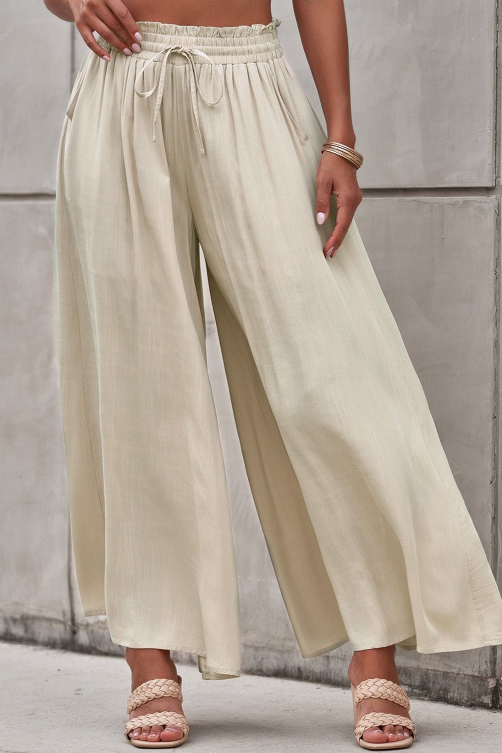 Drawstring Waist Wide Leg Pants - Loulou Boutique