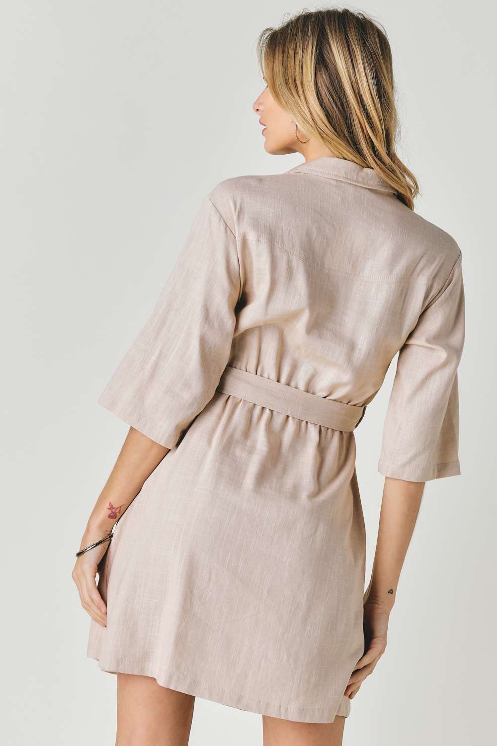 Drop Shoulder With Saist Tie Belted Dress - Loulou Boutique