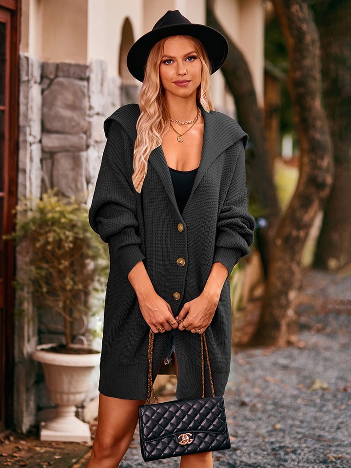 Dropped Shoulder Long Sleeve Cardigan - Loulou Boutique