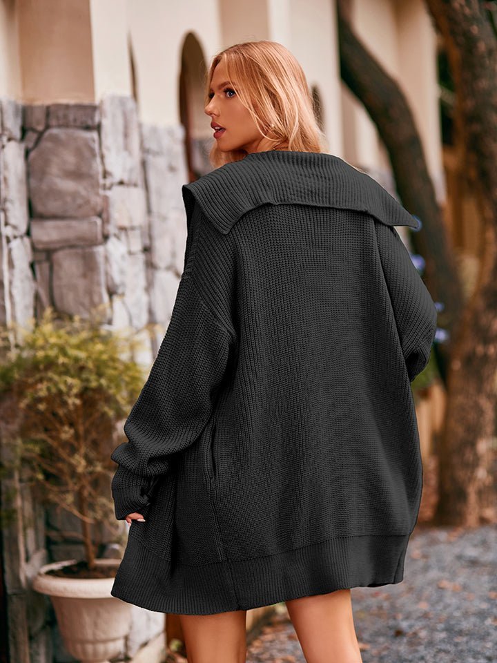 Dropped Shoulder Long Sleeve Cardigan - Loulou Boutique