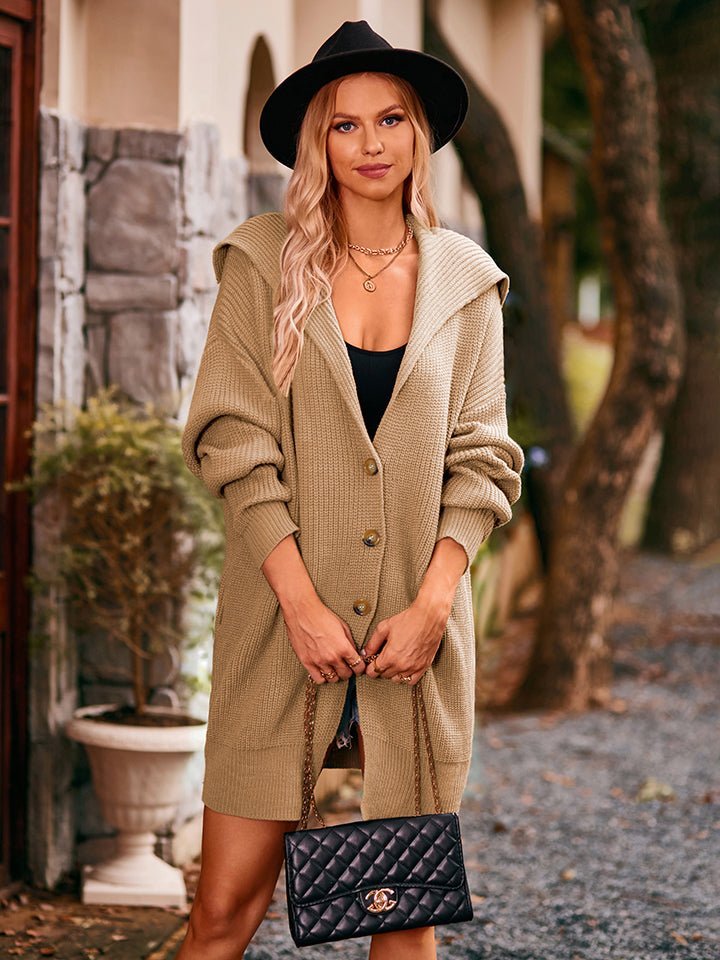 Dropped Shoulder Long Sleeve Cardigan - Loulou Boutique