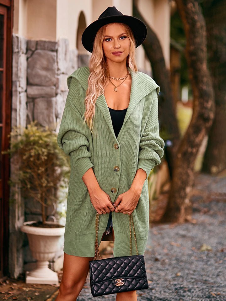 Dropped Shoulder Long Sleeve Cardigan - Loulou Boutique