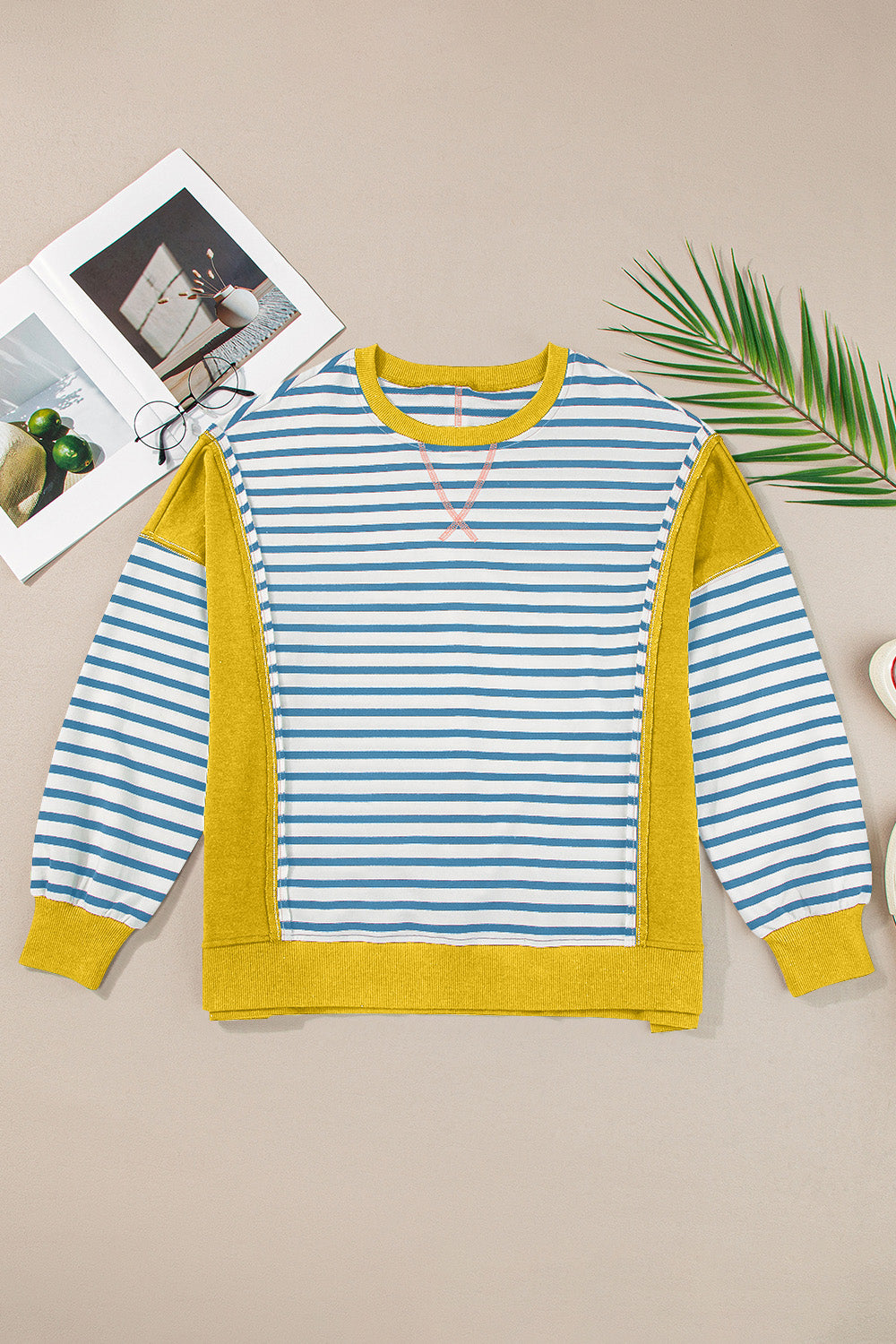 Striped Round Neck Long Sleeve Sweatshirt