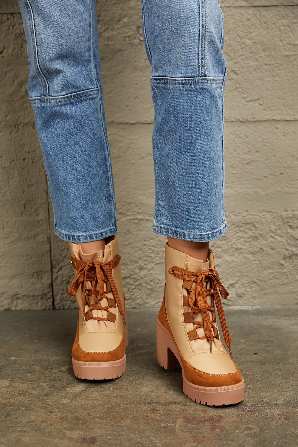 East Lion Corp Lace Up Lug Booties - Loulou Boutique