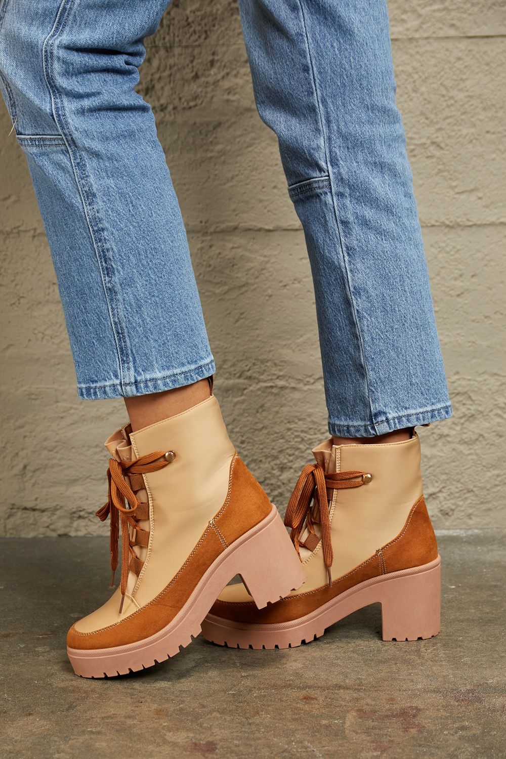 East Lion Corp Lace Up Lug Booties - Loulou Boutique