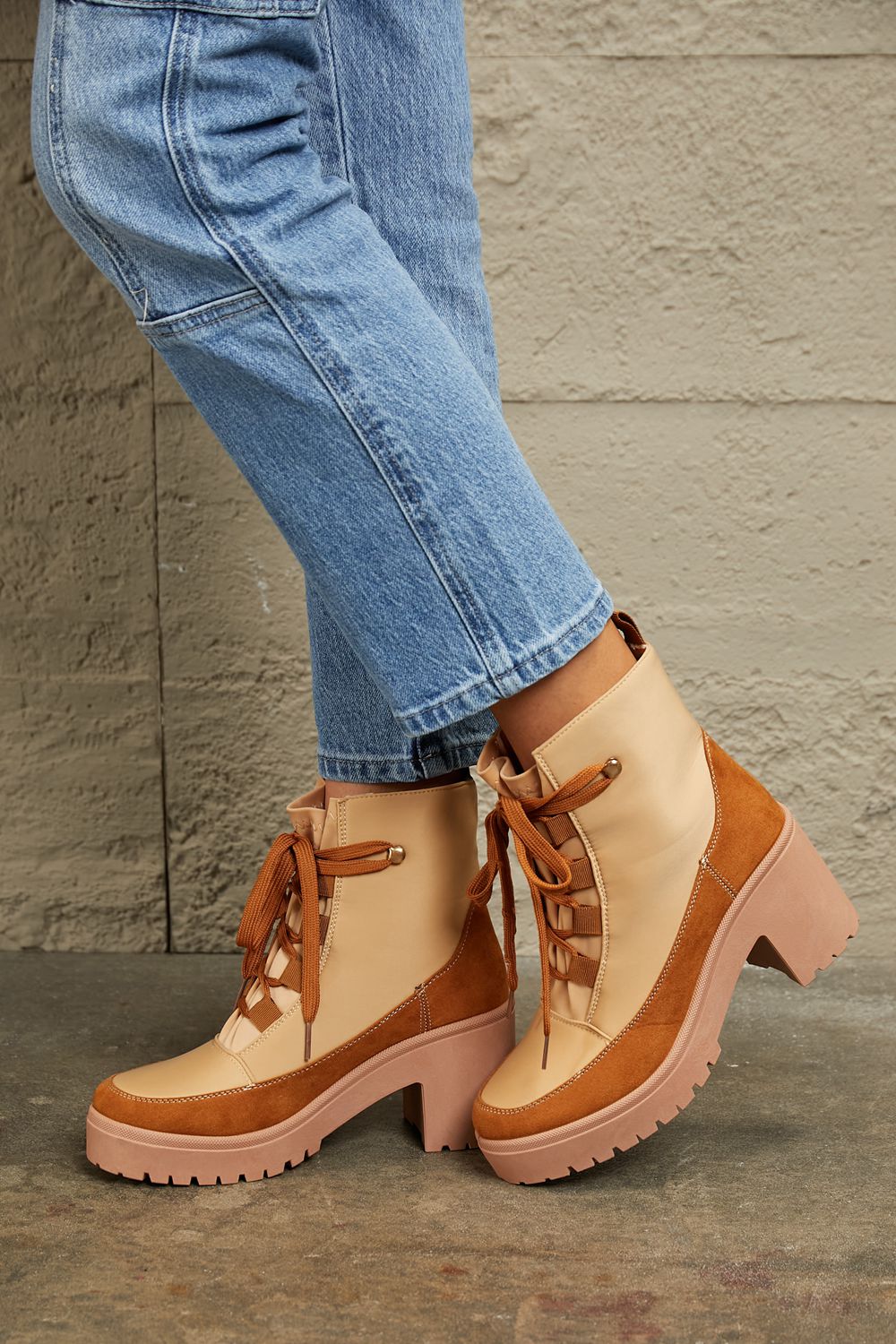 East Lion Corp Lace Up Lug Booties - Loulou Boutique