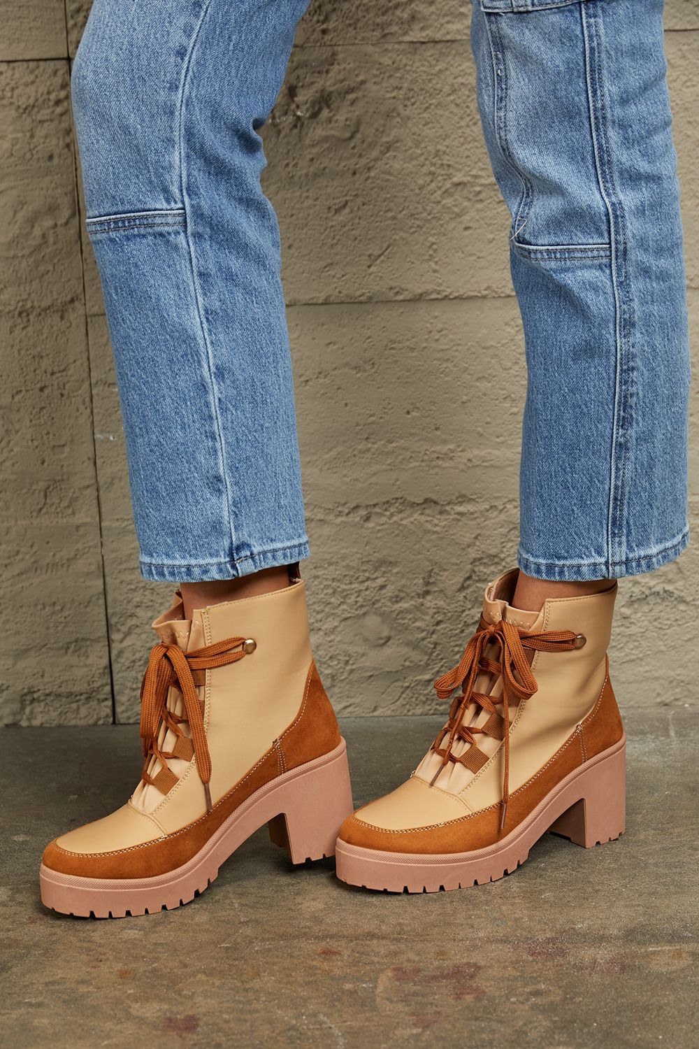 East Lion Corp Lace Up Lug Booties - Loulou Boutique