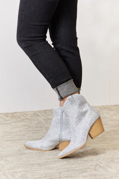 East Lion Corp Rhinestone Ankle Cowboy Boots - Loulou Boutique