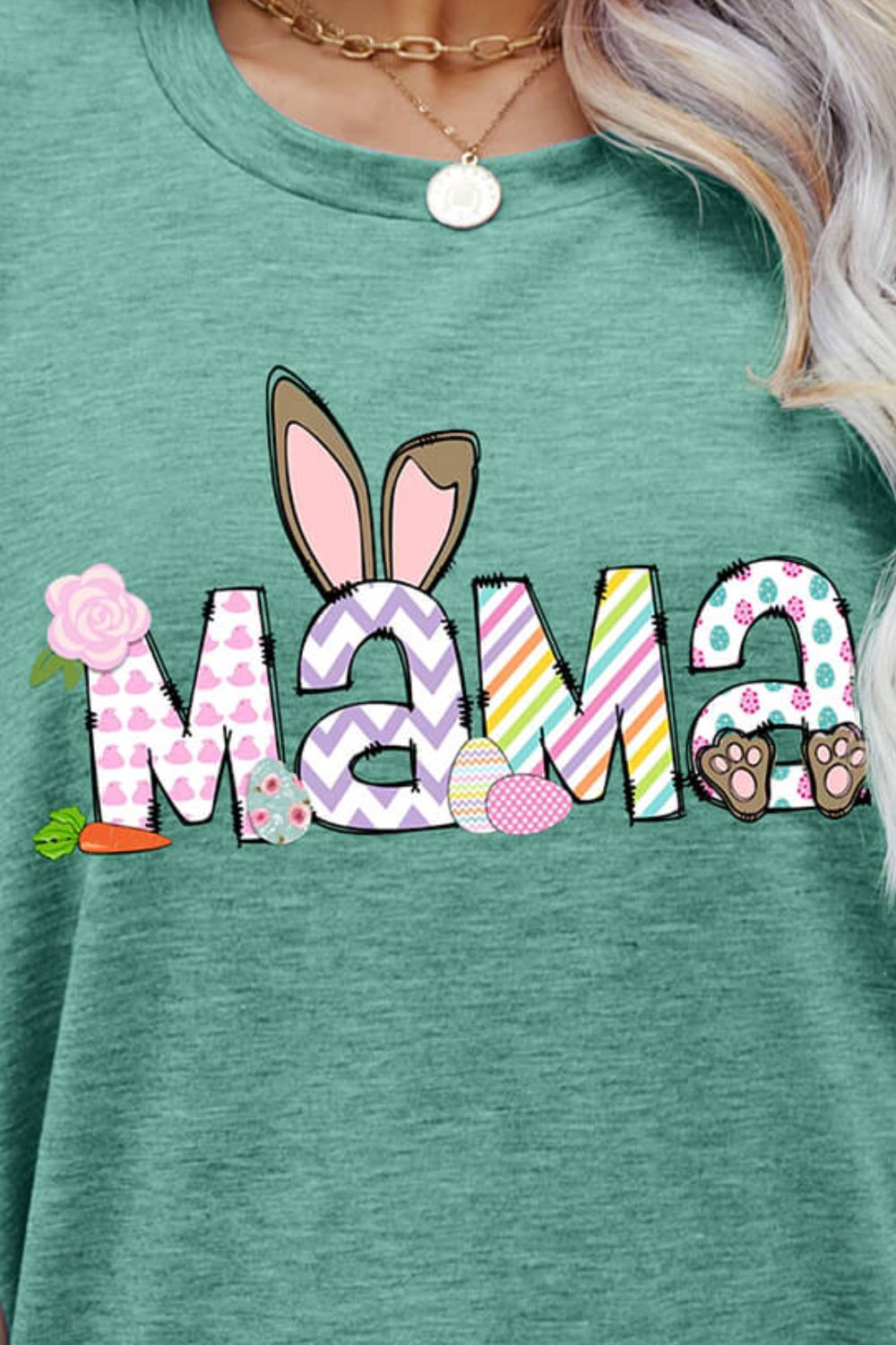 Easter MAMA Graphic Round Neck T-Shirt - Loulou Boutique