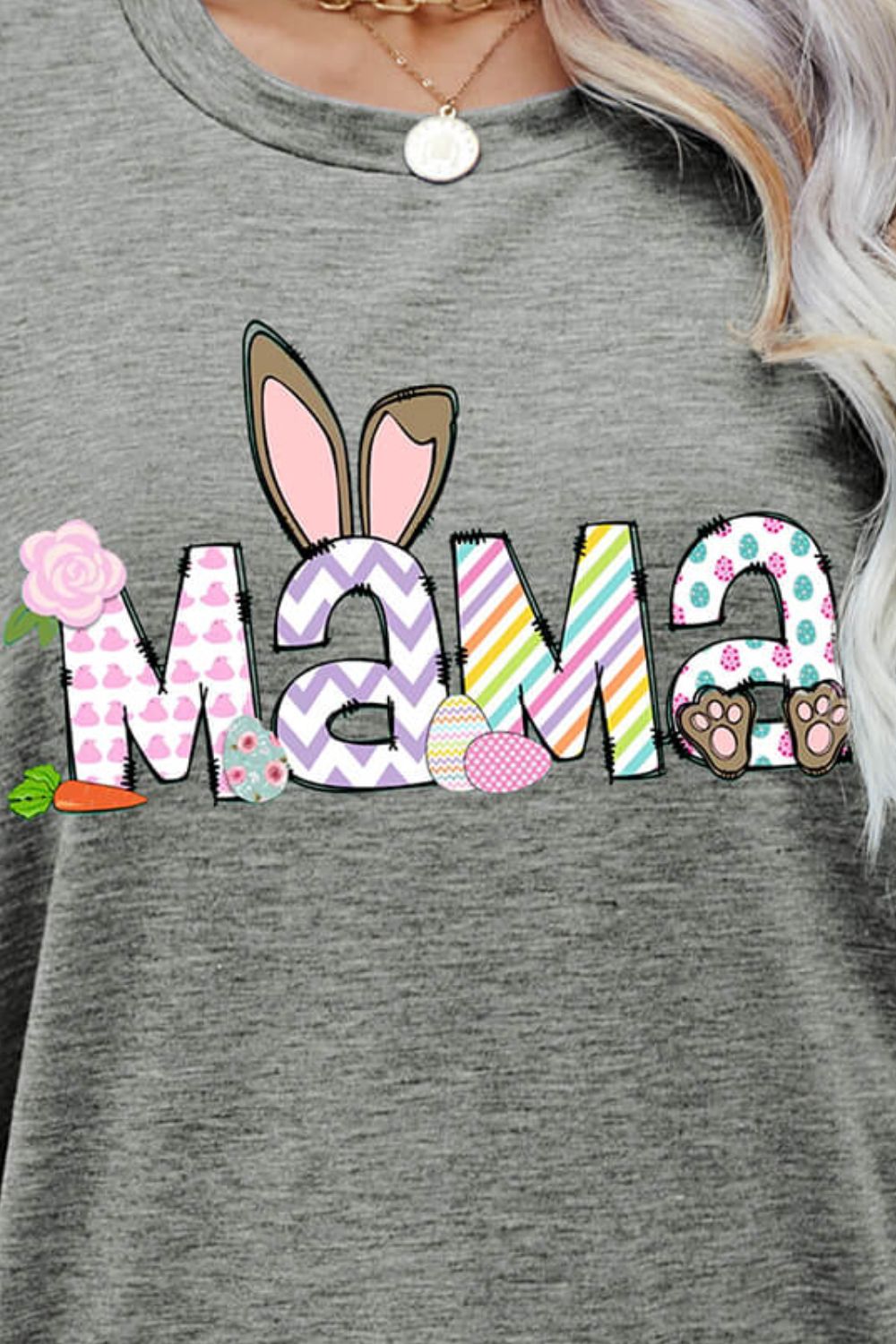 Easter MAMA Graphic Round Neck T-Shirt - Loulou Boutique