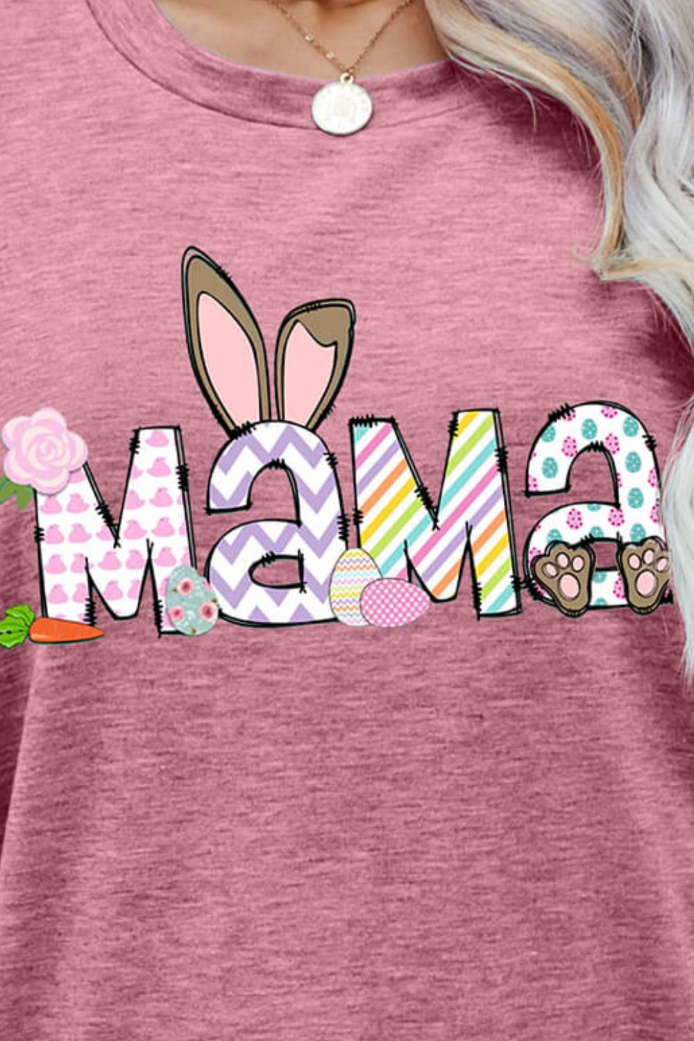 Easter MAMA Graphic Round Neck T-Shirt - Loulou Boutique