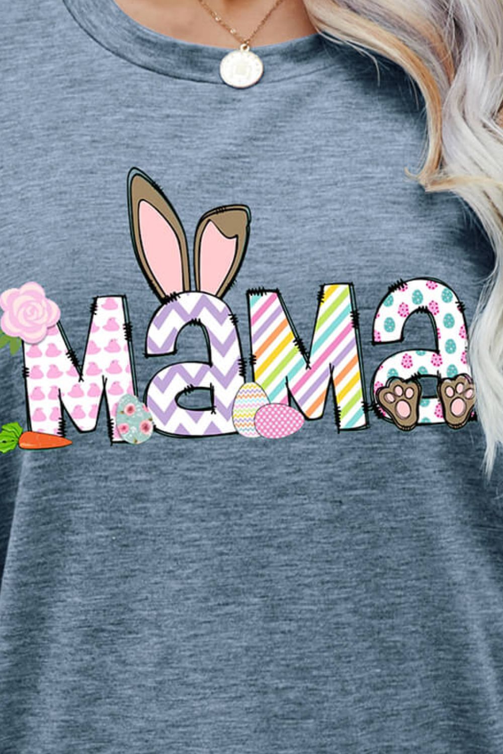 Easter MAMA Graphic Round Neck T-Shirt - Loulou Boutique