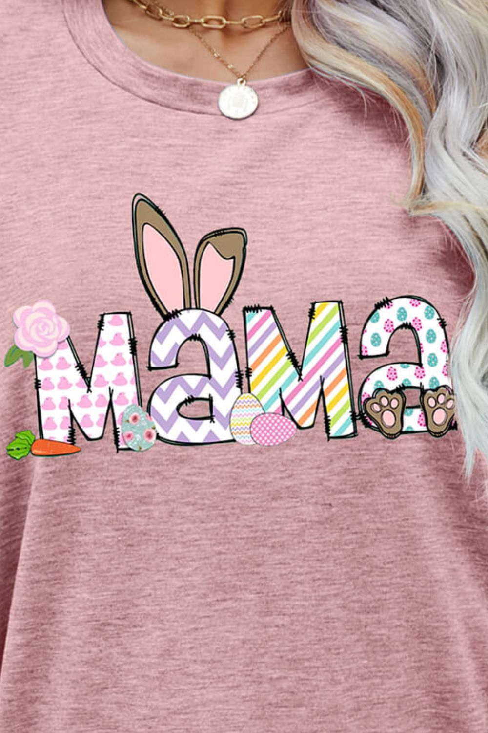 Easter MAMA Graphic Round Neck T-Shirt - Loulou Boutique