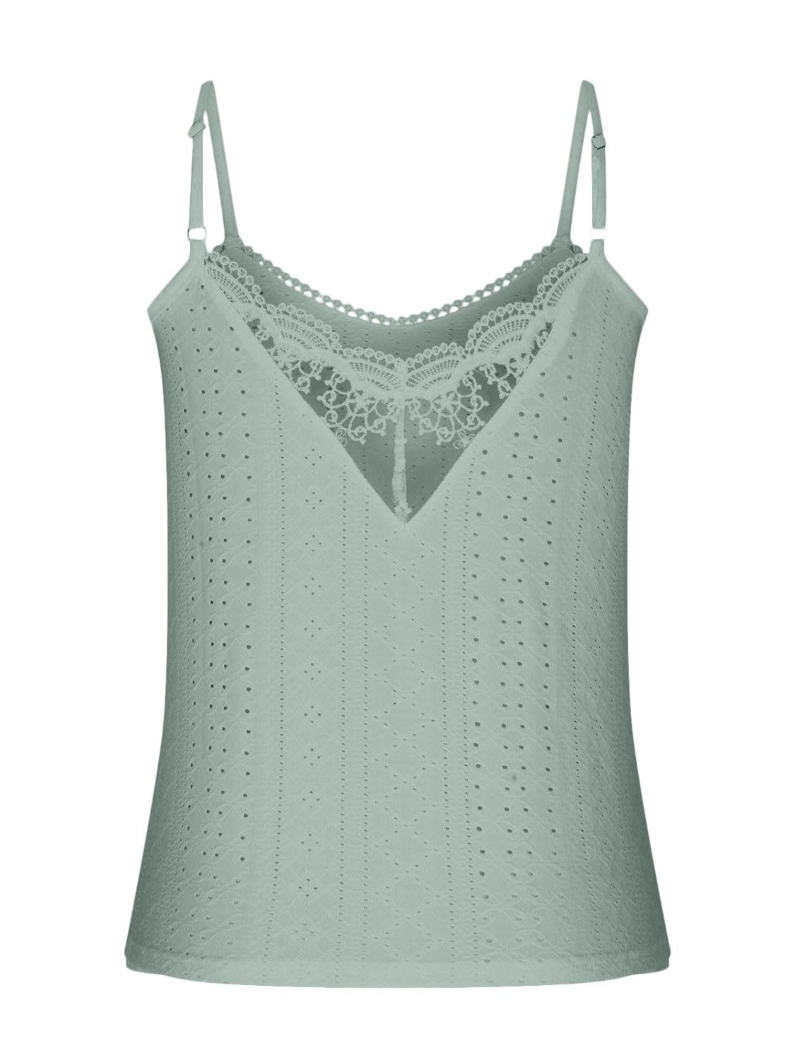 Eyelet Lace Detail V - Neck Cami - Loulou Boutique