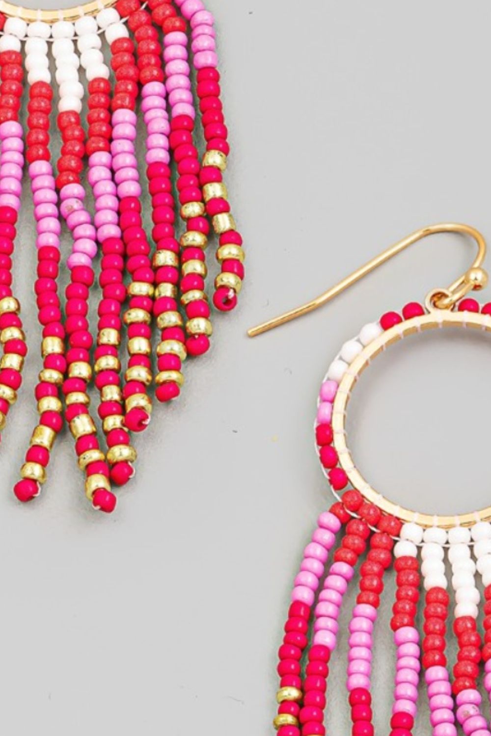 Fame Circle Cutout Seed Beaded Fringe Earrings - Loulou Boutique