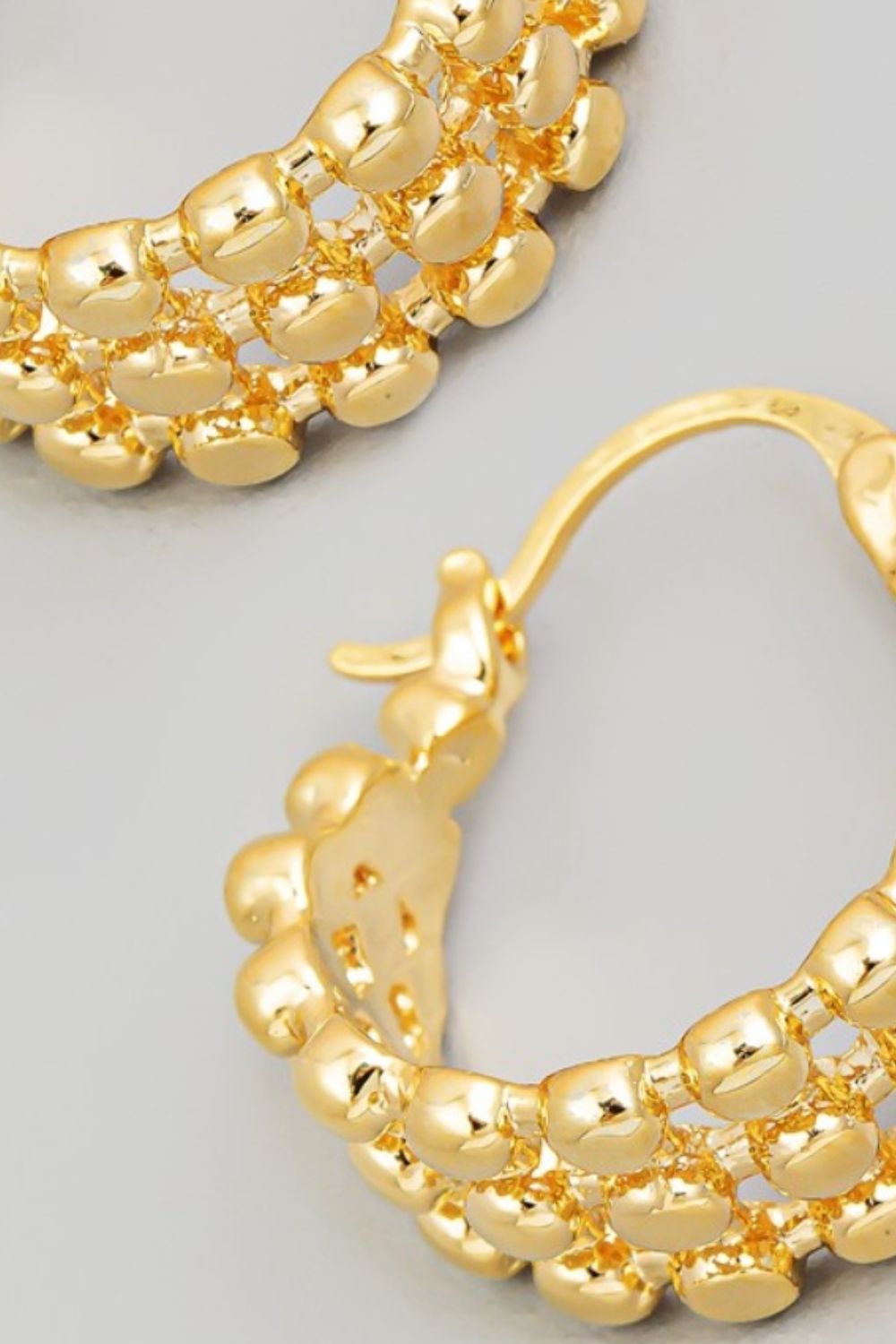 Fame Metallic Bead Pincatch Hoop Earrings - Loulou Boutique