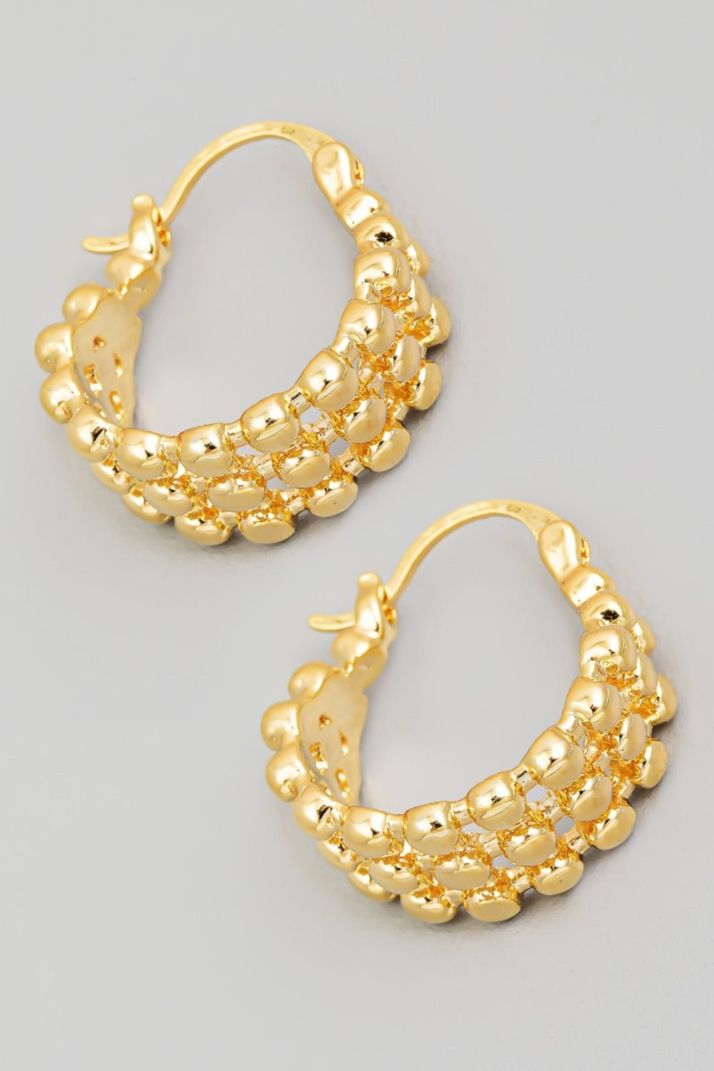 Fame Metallic Bead Pincatch Hoop Earrings - Loulou Boutique