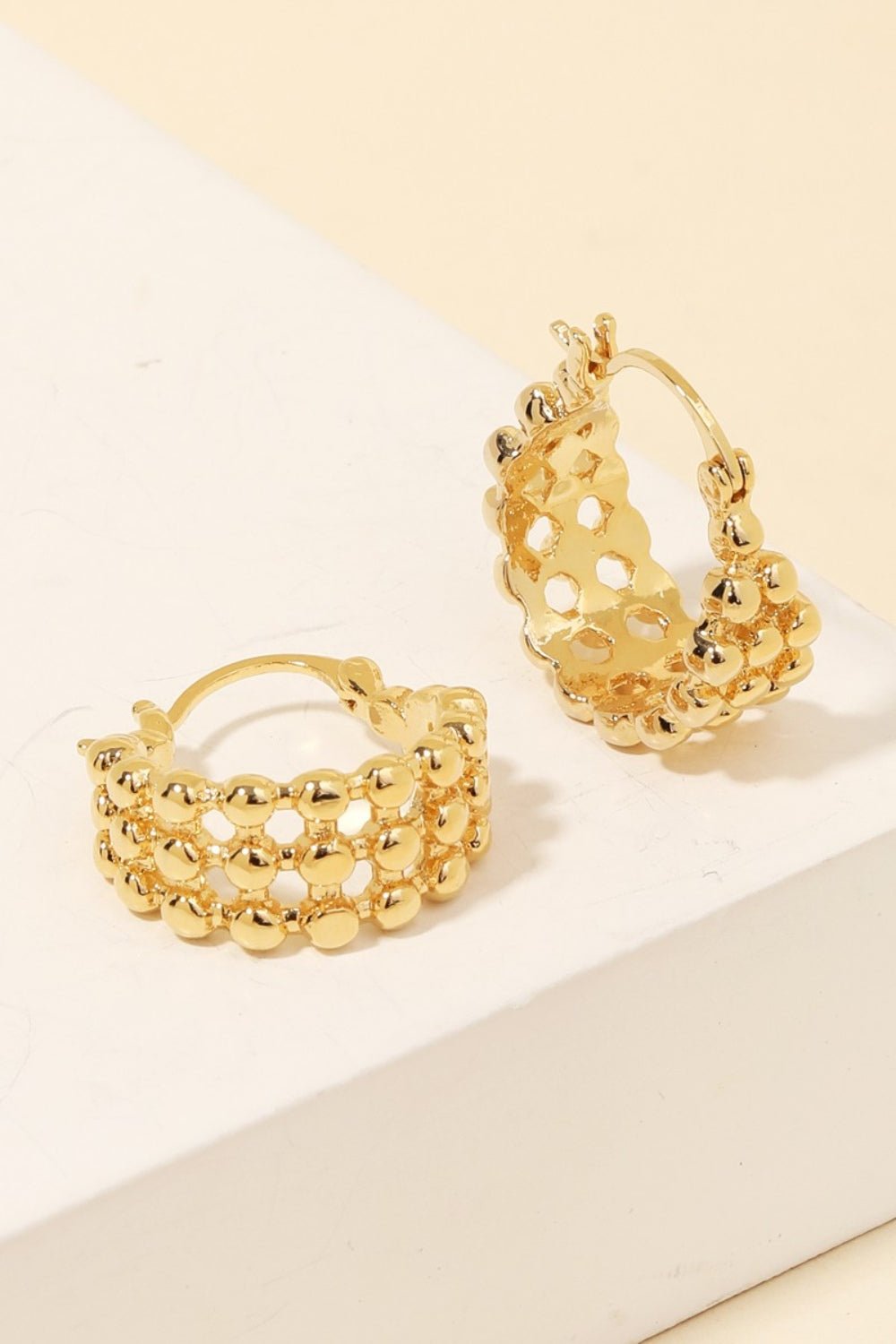 Fame Metallic Bead Pincatch Hoop Earrings - Loulou Boutique