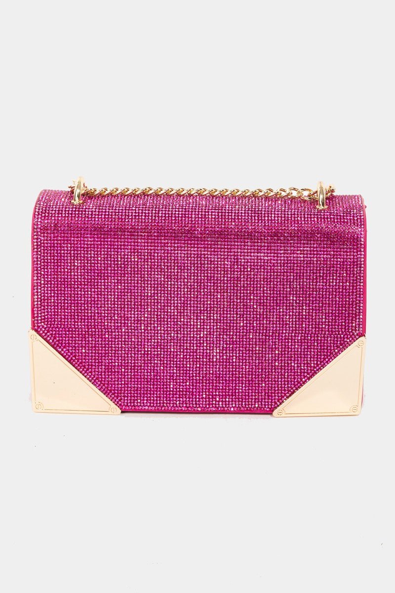 Fame Rhinestone Studded Rectangle Crossbody Bag - Loulou Boutique