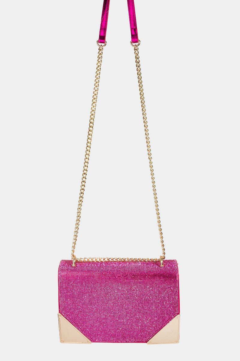 Fame Rhinestone Studded Rectangle Crossbody Bag - Loulou Boutique